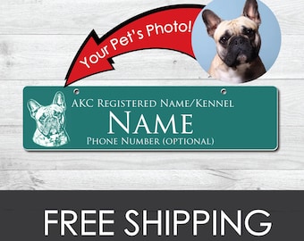 Teal Custom Photo Dog Crate Tag: Personalized Kennel Tag