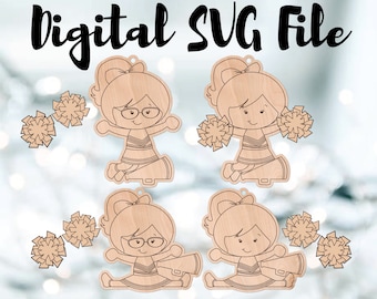 Cheerleader Ornament SVG Digital File Download Bundle
