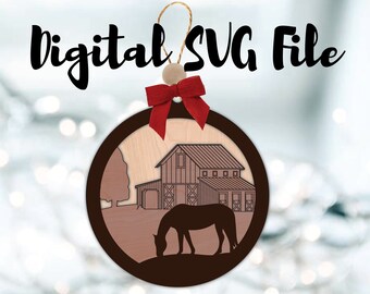 Layered Horse Barn Ornament Digital SVG File Download