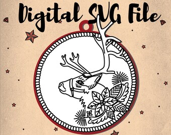 Reindeer American Traditional Style Tattoo Ornament Digital SVG File Download