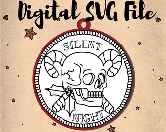 Skull Silent Night American Traditional Style Tattoo Ornament Digital SVG File Download