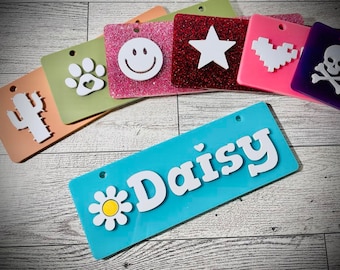 Custom Acrylic Crate Tag: Personalized Pet Name & Icon