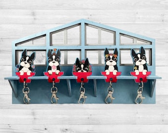 Boston Terrier Keychains and Wall Hanging Organizer