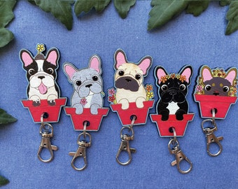 Handpainted French Bulldog Keychain: Frenchie Lover Gift