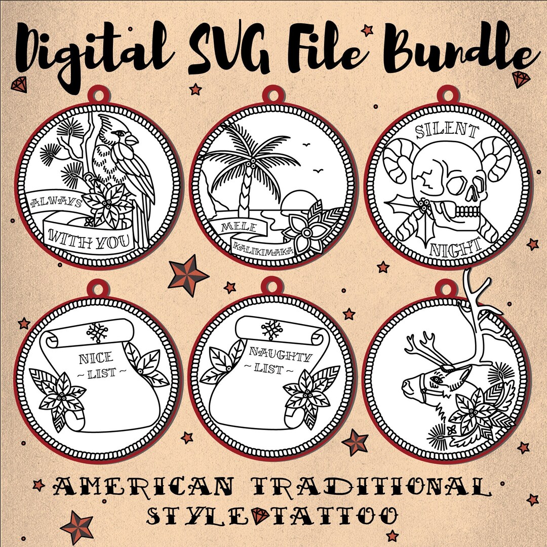 American Traditional Style Tattoo Bundle SVG Digital File