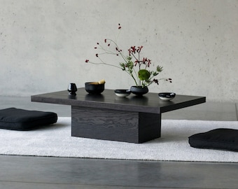 Japanese style low coffee table, Soild wood coffee table, Solid wood drum coffee table,Modern low profile coffee table,Low rise coffee table