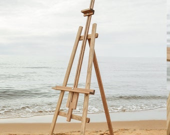 Wood easel for painting Large painting easel Canvas painting easel  Folding wooden easel