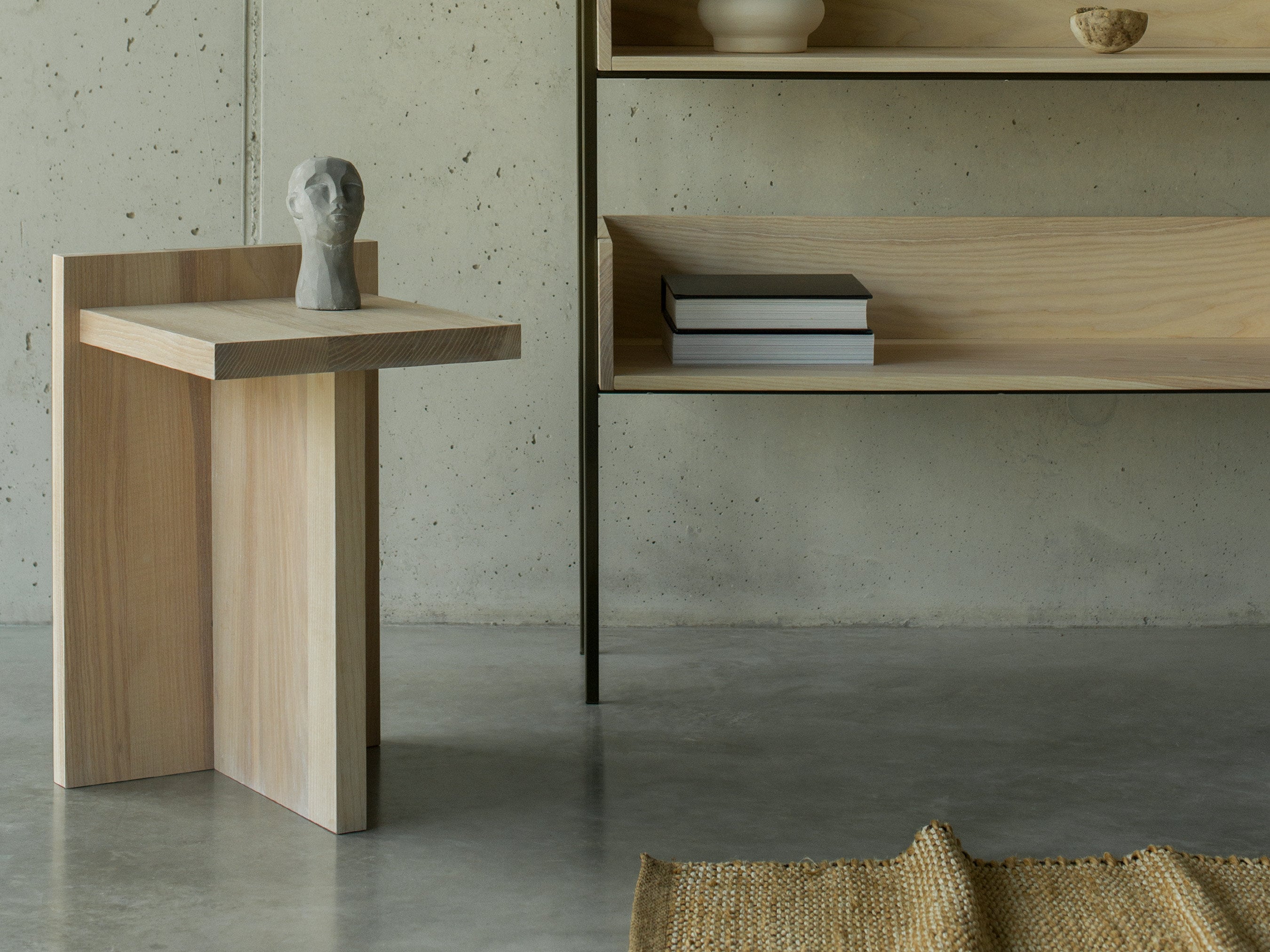 Table Basse en Frêne, Tabouret Frêne Nordique, Plateau de Service Bois, Banc Piédestal Service, Bois