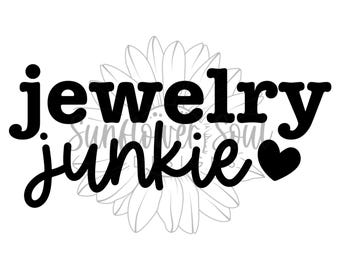 Jewelry Junkie with heart png, sublimation design download, jewelry png design, sublimate designs download