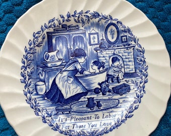 Myott  Meakin Vintage Plate. Blue and White Wall Decor Plate. A Plate With a Beautiful Message. Great Gift For Mother's Day. Rare Find Plate
