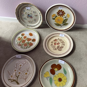 Vintage Stoneware Dinner Plates. Plates are Sold Individually. Made in Japan Dinner Plates. Made in England Plates. Retro Colors Plates