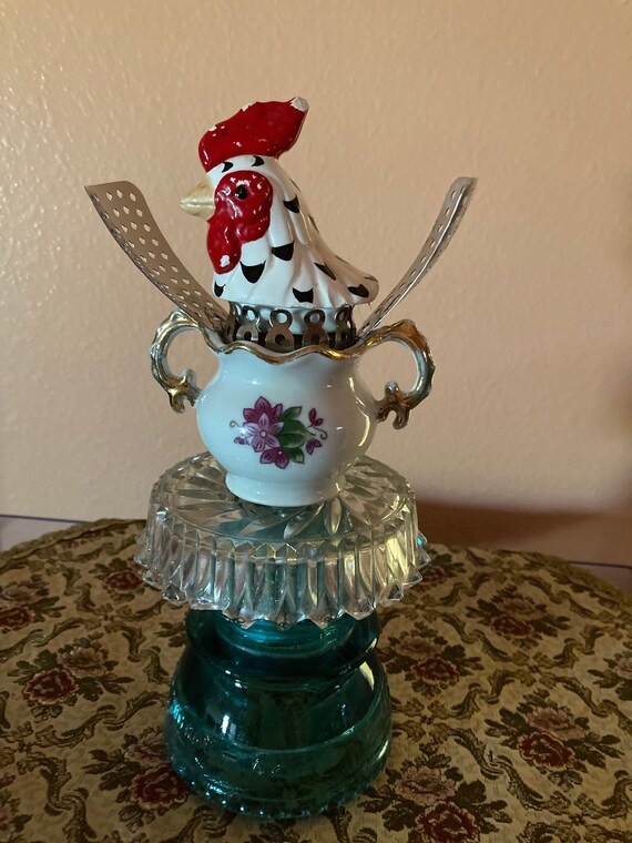 Assemblage Art. Rooster Head Sculpture. Table Decor. Mix Match Etsy