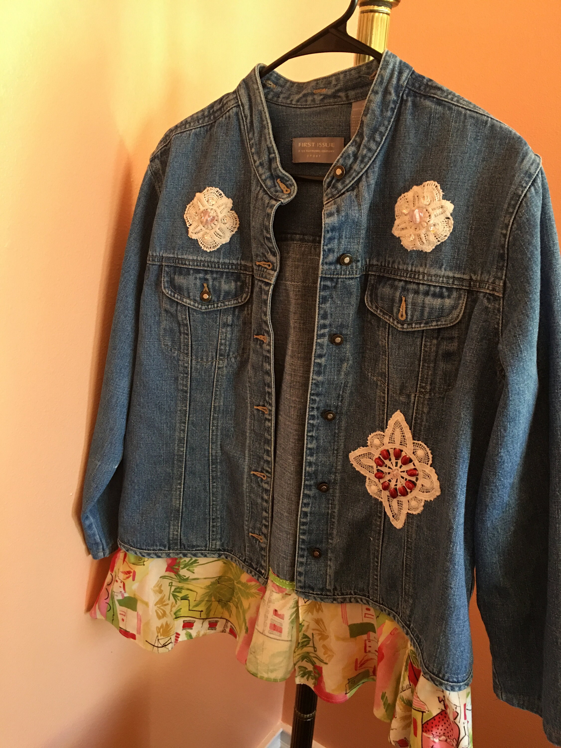 Denim Embellished/ Hand Embellished Jacket/ Refashioned Etsy