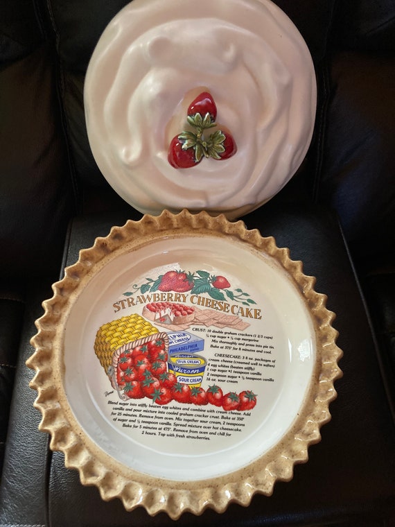 Vintage Pie Keeper. Pie Plate With Lid. Strawberry Cheesecake Etsy