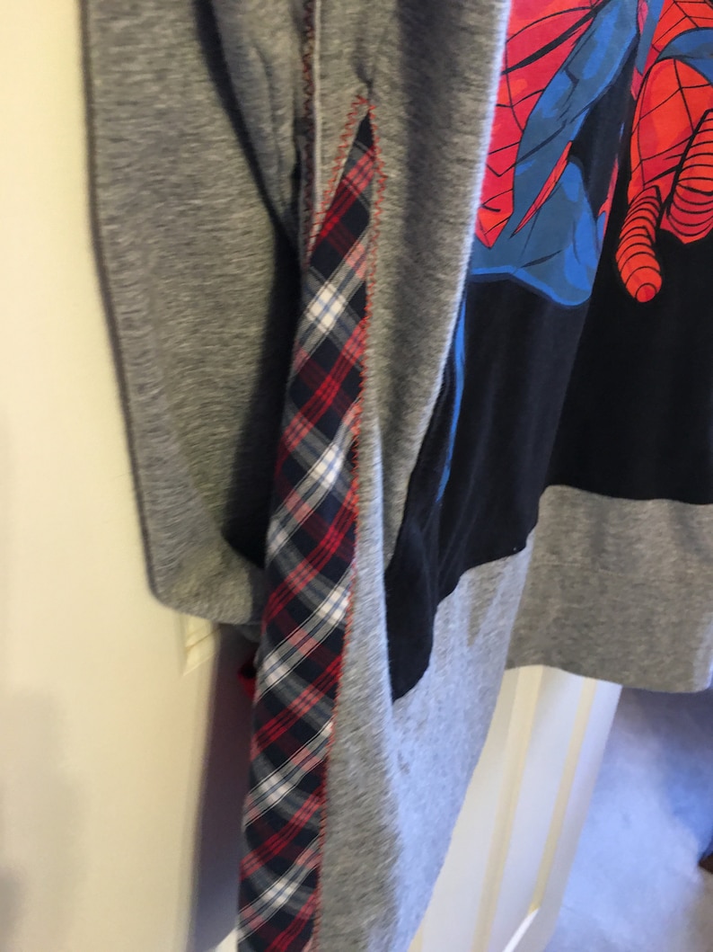 Repurposed Hoodie With Spider Man Patch. Altered Hoodie With Patchwork