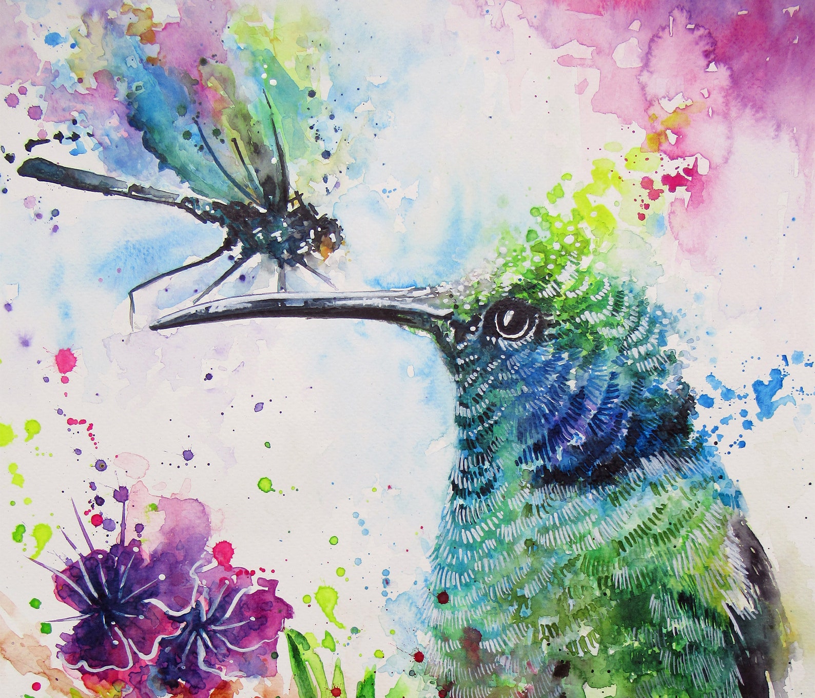 Hummingbird Wall Art, Dragonfly Wall Art, Printable Art, Birds Lover