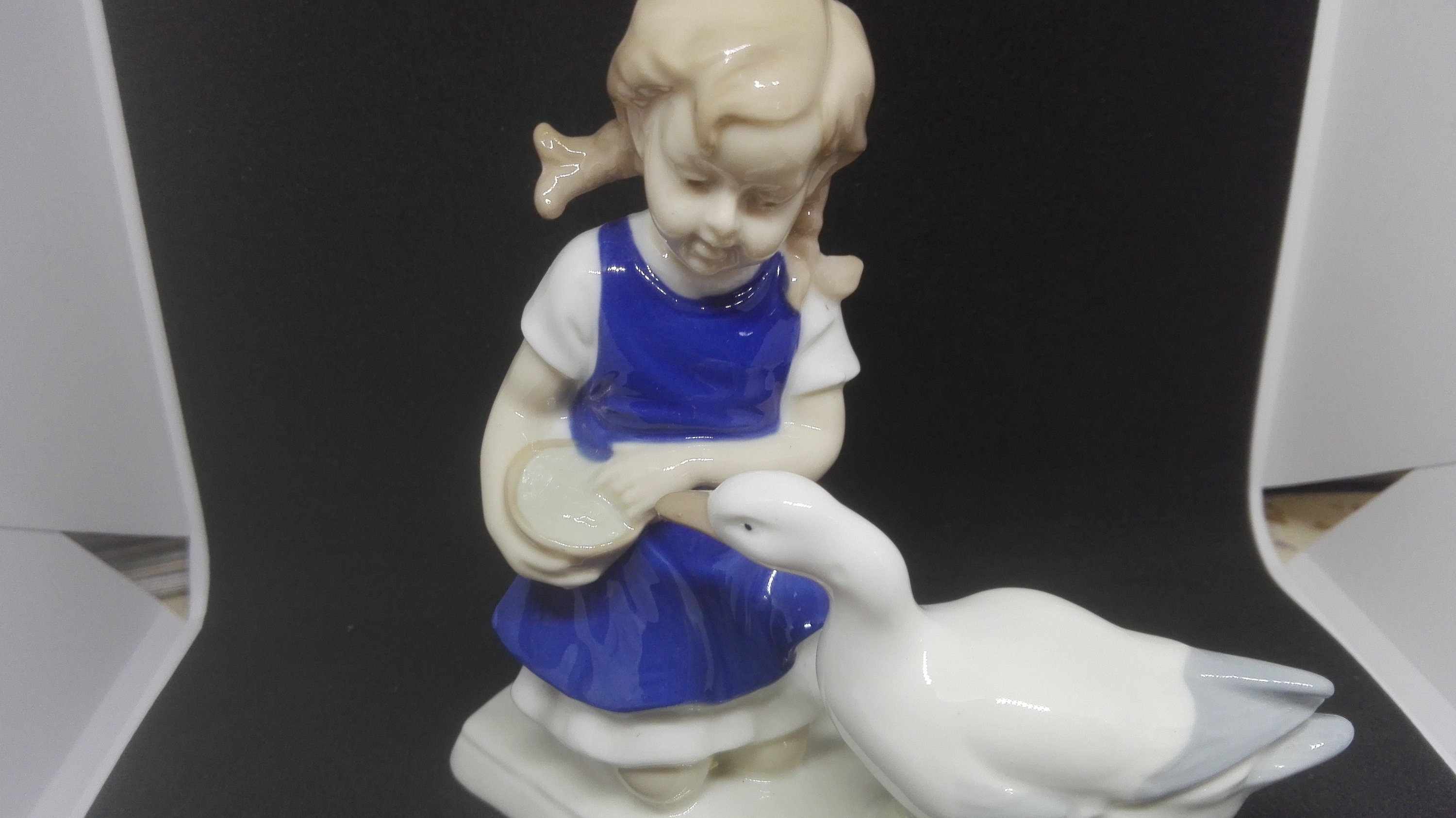 GIRL WITH GOOSE Porcelain Figurine Scissor Mark 1859 Etsy Denmark