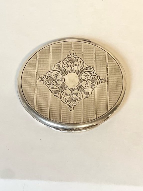 Powder box - 900 Silver - 84 grams - Antique - Mirror - Box - Many stamps