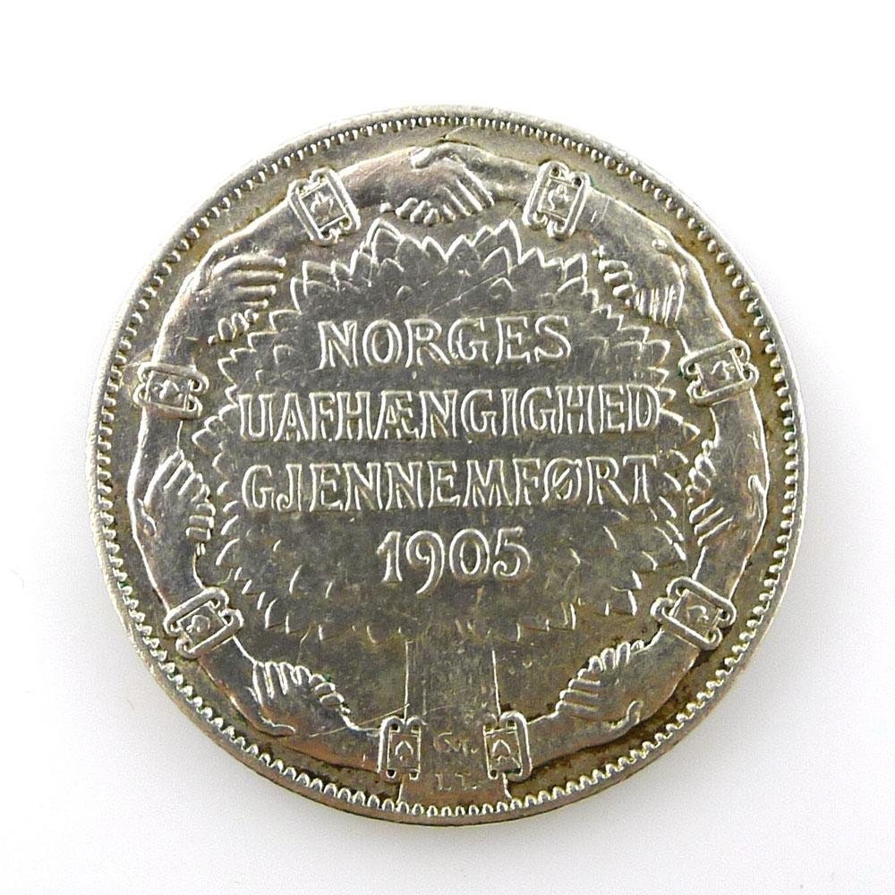 Norwayノルウェー 2KRONER 1907年 2クローネ 独立記念銀貨 Norwegian