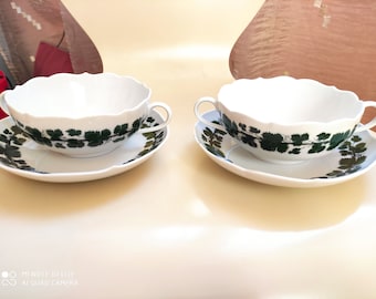 マイセン コーヒーカップ＆ソーサー 1 個 - 青い交差剣、インドの花の