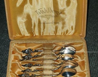 Antique Sterling Silver Rose Demitasse Spoons – Set of 6 – Sweden – 1930s