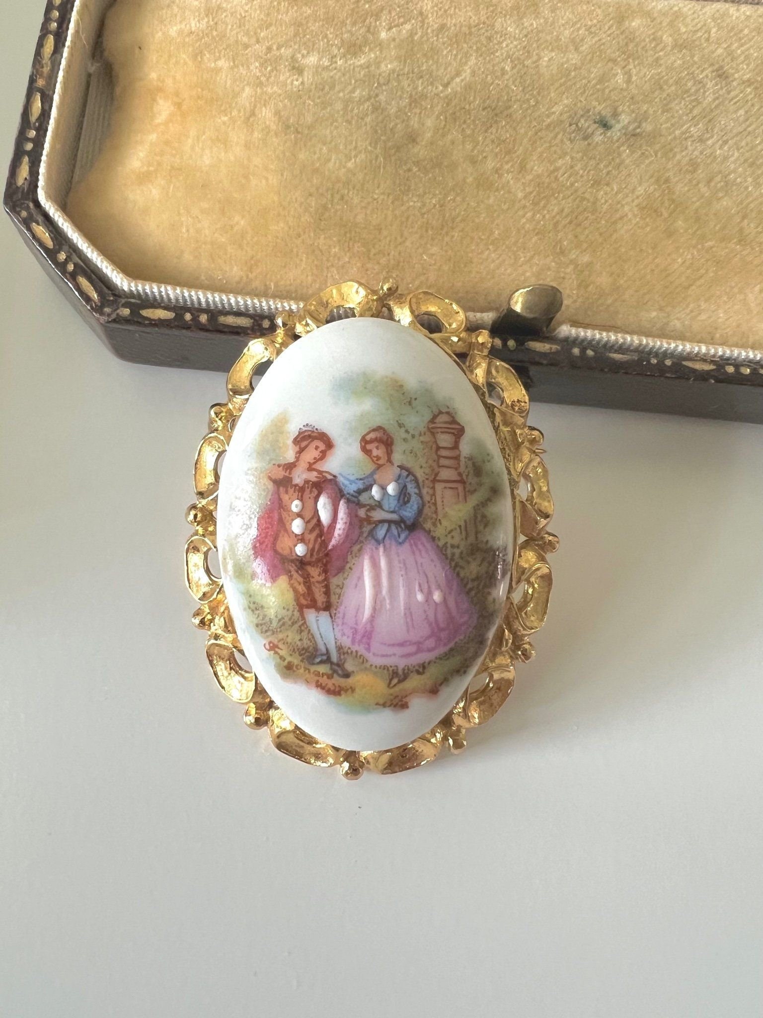 Vintage Limoges Porcelain Brooch - Etsy