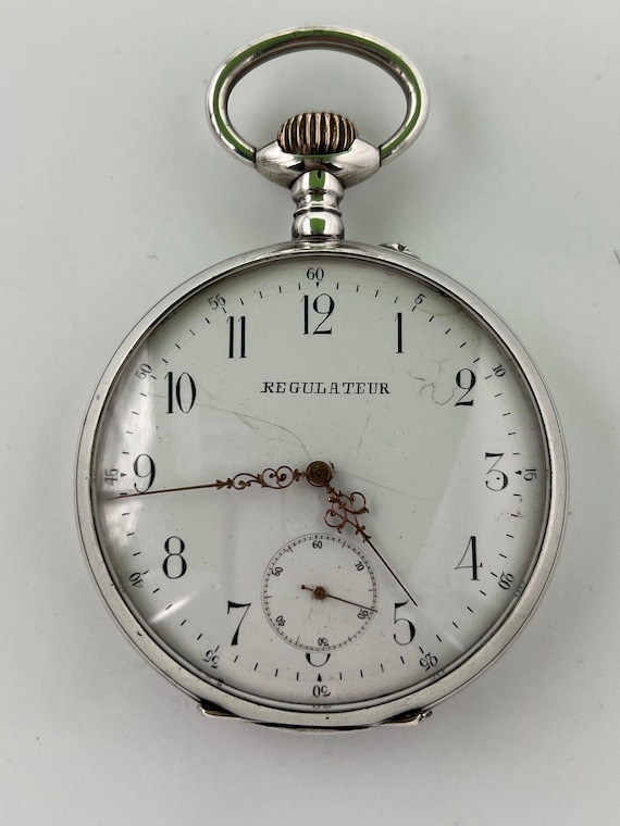 Reloj de bolsillo antiguo de plata Regulateur España