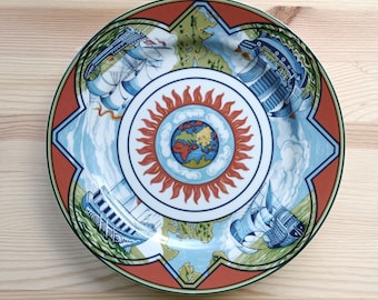 Hermès Plate Patchwork Alizés Paris France Porcelain 21 cm