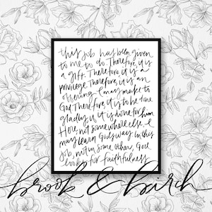 This Job Has Been Given to Me to Do Elisabeth Elliot Quote Printable | 8x10, 11x14 Instant Download