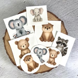 Aufnäher zum Aufnähen | Patch-Set 6 "Tierkinder" XXL-Set | Elefant, Koala, Bär, Otter & Waschbär