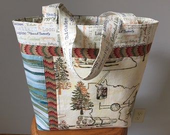 Bag Tote Bag knitting book bag knitting teacher tote bag gift purse travel bag Handmade by SewNeededShop craft tote Gift