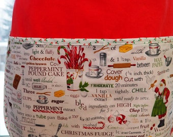 Handmade Christmas Apron: Red Denim Holiday Baking Design
