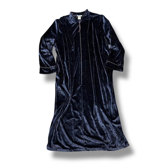 Navy Blue Rose Pattern Sleep Jacket - image 1