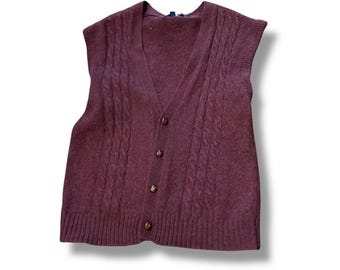 Vintage J Crew Burgundy Knit Button Up Sweater Vest