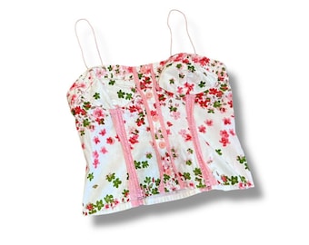Y2K Floral Baby Phat Spaghetti Strap Bustier Top