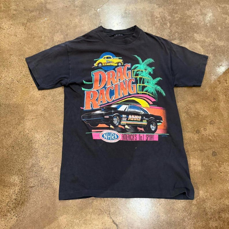 Vintage Black Drag Racing NHRA Tee image 2