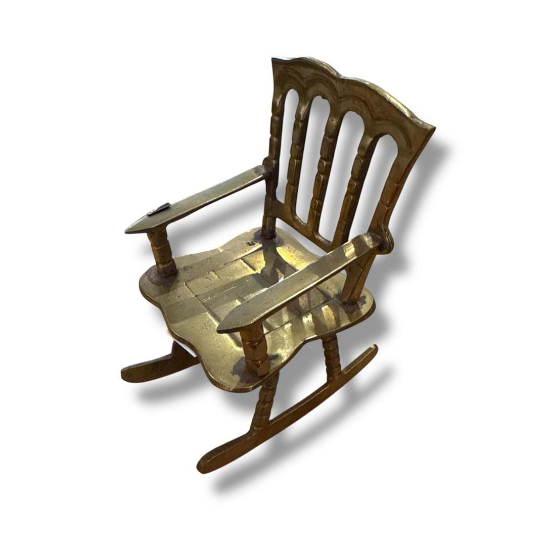 Vintage Brass Rocking Chair - Etsy Canada