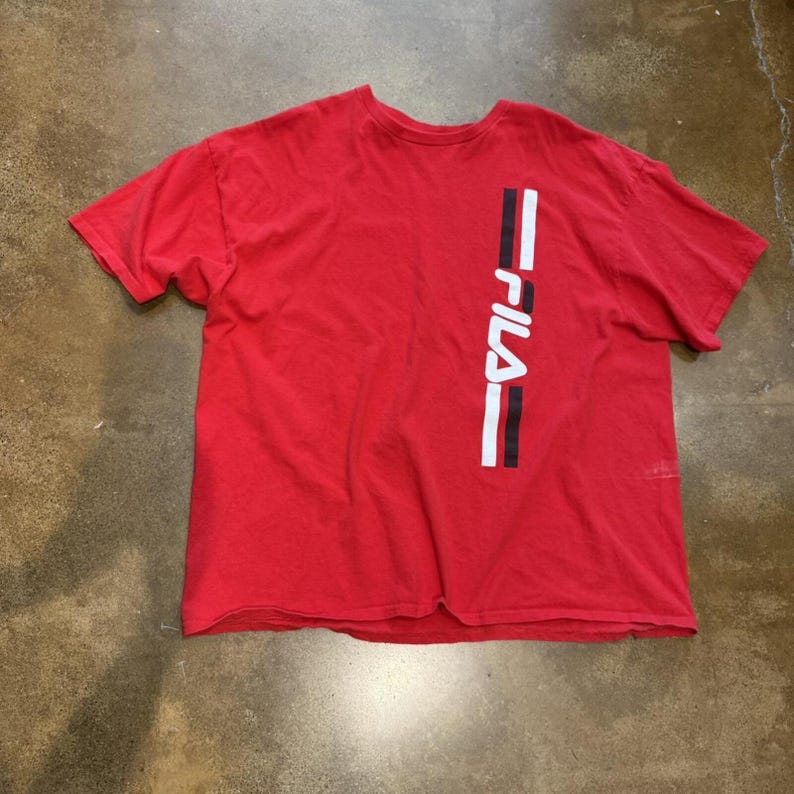 Red Fila 100% Cotton Logo T Shirt image 2