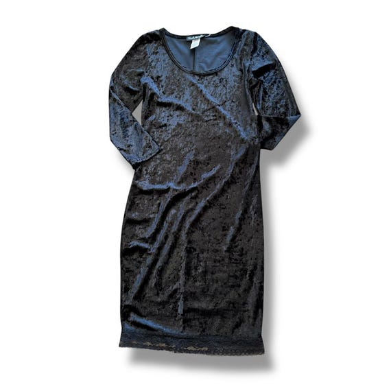 Black Velvet Long Sleeve Y2K Dress - Etsy