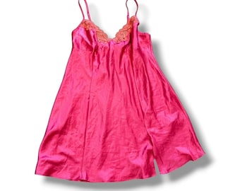 2000s Hot Pink Victoria’s Secret Lace Slip Dress