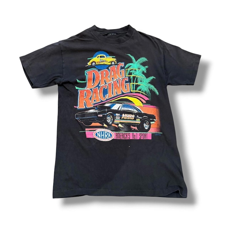 Vintage Black Drag Racing NHRA Tee image 1