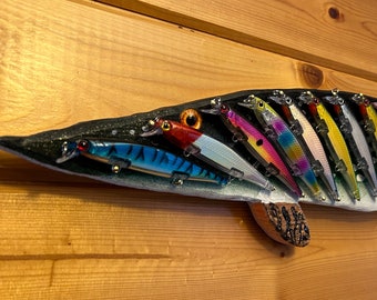 Northern Pike Fish Sculpture decorated w/ Fishing Lures