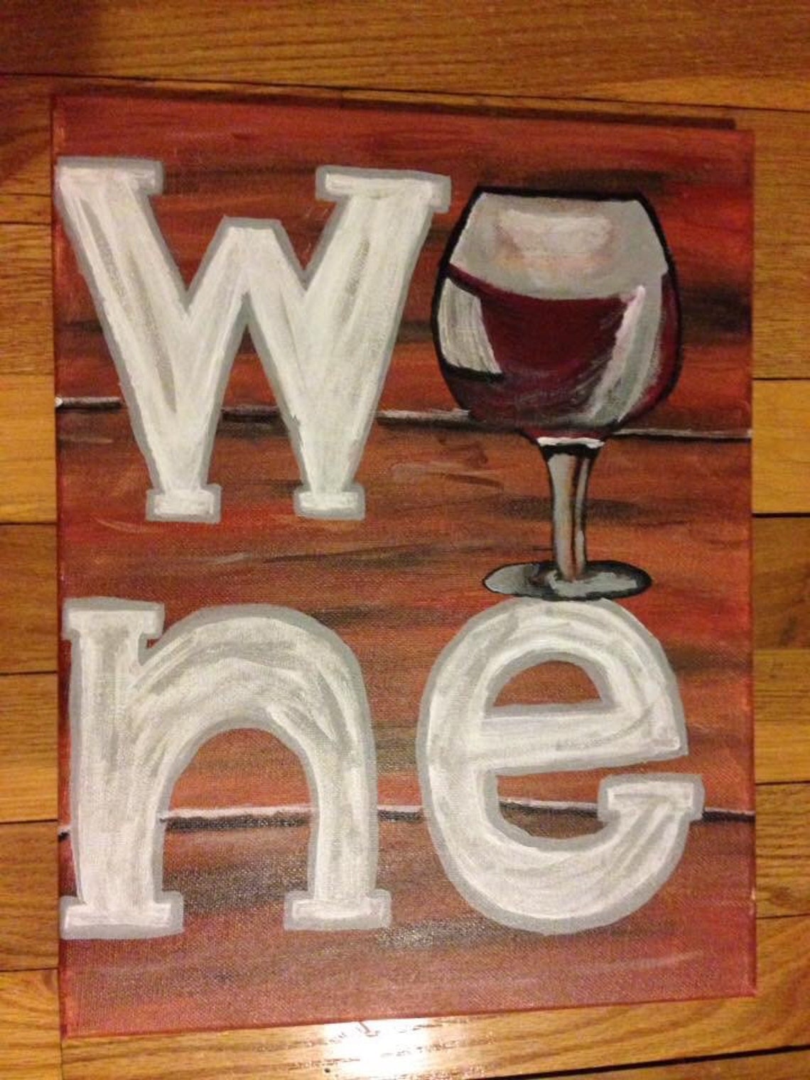 Small Hand Painted Canvas Wine Painting Etsy