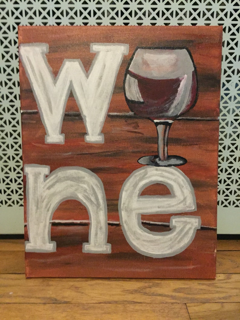 Small Hand Painted Canvas Wine Painting Etsy