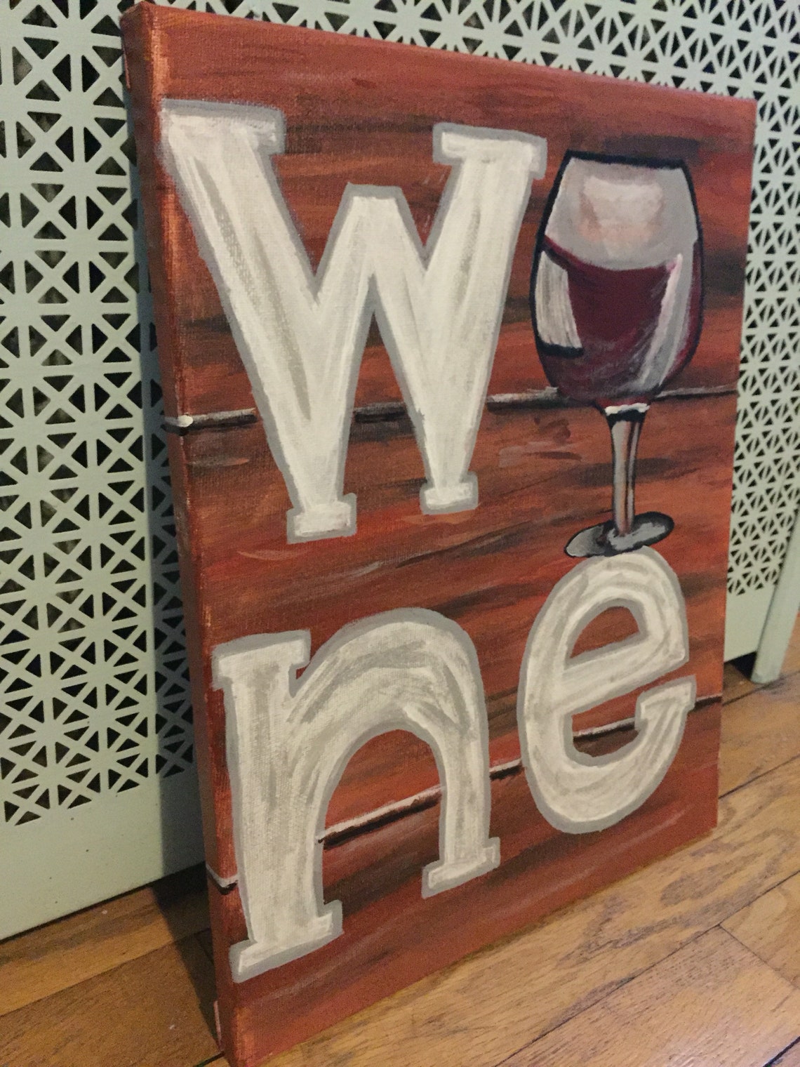 Small Hand Painted Canvas Wine Painting Etsy