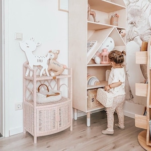 Meuble en osier Wiklibox « Puffy » de couleur ROSE