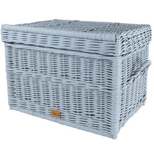 Wiklibox wicker chest in GRAY color, 60 cm size (23.6in). Ecological paint. Polish product