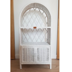 Wiklibox wicker cabinet with doors "Isabell" in WHITE color