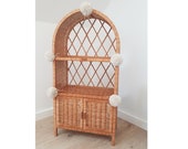 Wiklibox wicker cabinet with doors quot Isabell quot in NATURAL color with pompoms