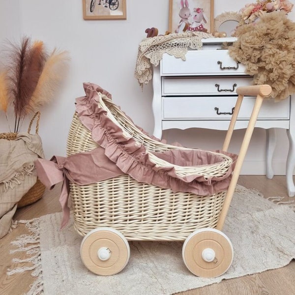 Wicker Doll Pram Etsy